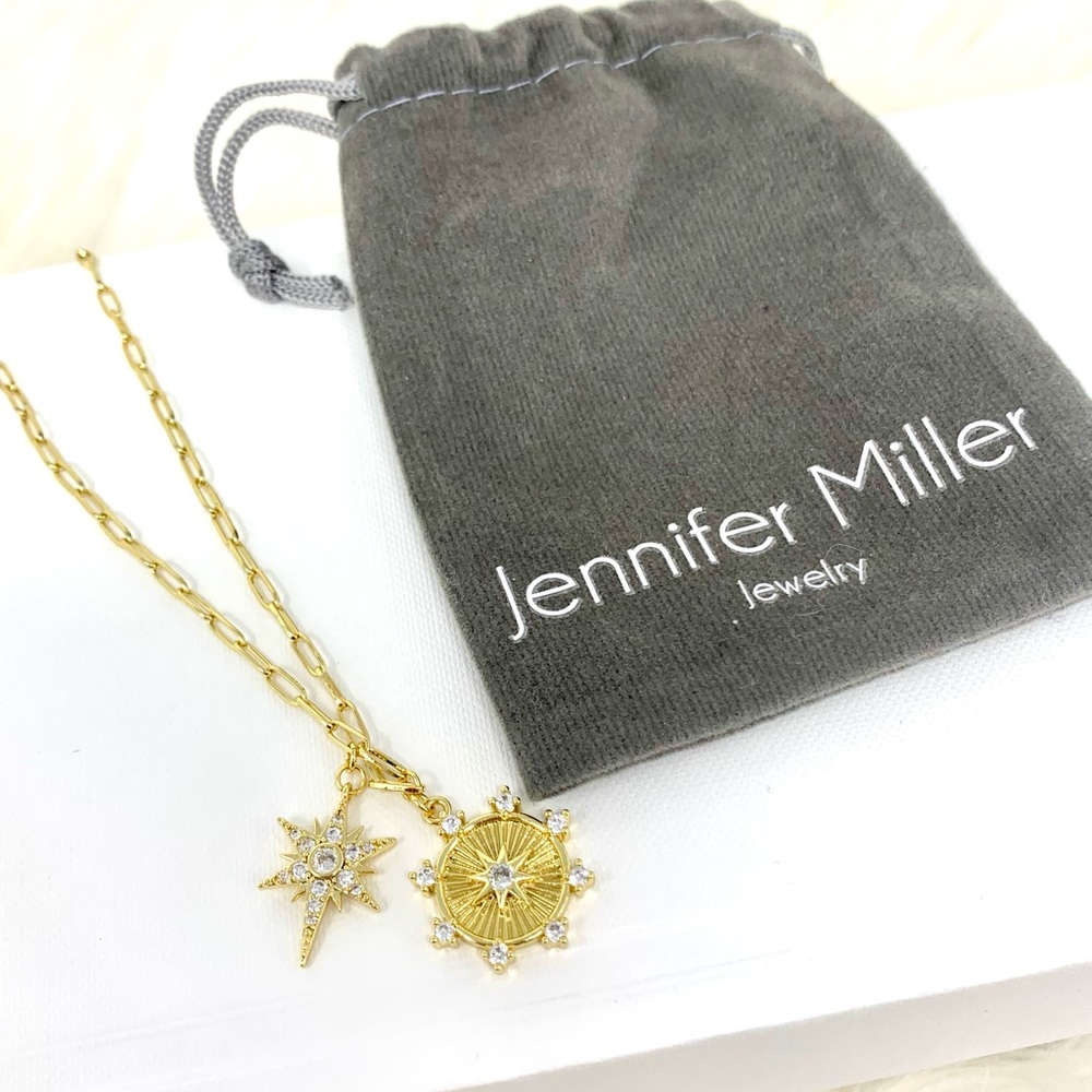 Jennifer Miller Starburst Necklace with 2 charms